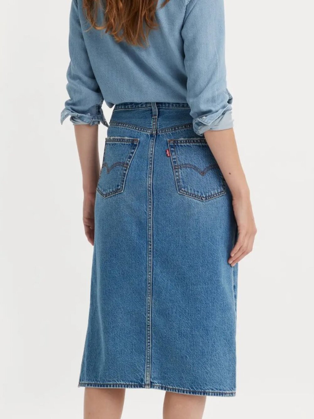 LEVI'S Side Slit Denim Midi Skirt Medium Wash Size 25